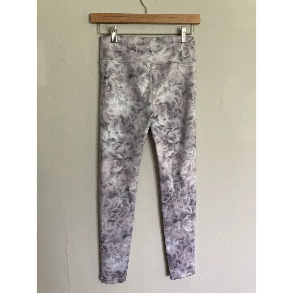 Athleta Girl Leggings Active Floral XL Girl’s 14 Silver Lavender